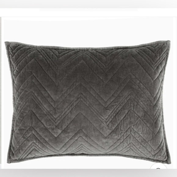 NWT Annie Selke Brentwood velvet pair of pillow shams shale gray chevron king - Picture 1 of 13